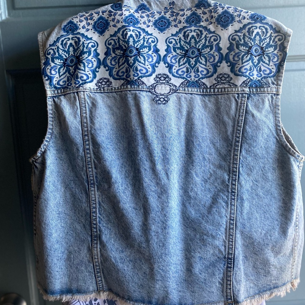 Denim Vest with Embroidered Details